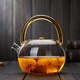 美斯尼 茶壺玻璃煮泡茶壺帶提梁煮茶器耐熱玻璃大容量燒水壺 茶色提梁