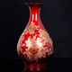 瓷晟景德鎮陶瓷中國紅水晶釉花開(kāi)富貴牡丹花瓶現代家飾家居工藝品擺件 玉壺春 帶底座