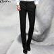 傳棨 西褲男修身免燙西服褲商務(wù)休閑面試上班西裝褲男士職業(yè)正裝褲子 冬季含絨黑色 34(2.6尺)