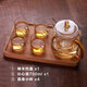 HITOMI 玻璃茶壺耐高溫花茶壺泡茶壺帶過濾內(nèi)膽玻璃壺沖茶壺耐熱茶具套裝 櫸木托盤+沁心壺700ml+直身小杯*4