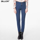 BILLION高腰牛仔褲女直筒褲春季時(shí)尚三排扣品質(zhì)棉彈力修身顯瘦百搭B23047 藍色 30