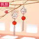 傾愛(ài)925銀紅瑪瑙耳環(huán)中國(guó)風(fēng)耳飾燈籠流蘇耳環(huán)送女友生日禮物 流蘇燈籠耳環(huán)