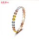 金多喜（COLDDOX）18K金戒指白色玫瑰金女戒彩金戒指滿(mǎn)天星尾戒女款 彩金三色18K金 16號