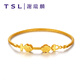 謝瑞麟（TSL） 黃金手鐲復(fù)古風(fēng)金鎖轉(zhuǎn)運足金結(jié)婚婚嫁婚慶鐲子YO633 約11.10克（工費2120元）