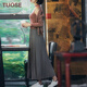 TUOSE 半身裙 夏季歐洲長(cháng)裙修身顯瘦百搭韓版百褶高腰中長(cháng)款雪紡裙子 深灰色   M 95c