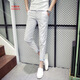 凡迪時(shí)尚夏季英倫八分褲男九分休閑褲薄款學(xué)生彈力修身8分短褲小腳褲潮流 灰白 34 建議145-155斤