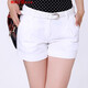 牧思特短褲女夏季女裝純棉休閑短褲女寬松顯廋中腰直筒熱褲女褲 白色 XL