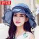 布塔遮陽(yáng)帽女防曬可折疊太陽(yáng)帽大沿帽子女夏天出游度假?zèng)雒迸?中藍(lán)