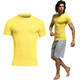 TriplewiN運動(dòng)緊身衣男短袖T恤 籃球跑步訓練服 男士純色輕薄透氣半袖多色 黃色 XL 適合180-190CM80-90KG
