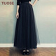 拓澀（TUOSE） 網(wǎng)紗半身裙 夏季新款韓版顯瘦中長(cháng)款高腰大擺蓬蓬沙灘半身裙 黑色 M 90c