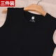 3件裝 男士背心純棉寬肩無(wú)袖打底汗衫青年白色V領(lǐng)坎肩坎袖運動(dòng)全棉t恤短袖內穿男 圓領(lǐng)（黑色+黑色+麻灰） XL/175