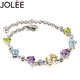JOLEE手鏈天然水晶S925銀簡約時尚彩色寶石飾品送女生七夕情人節(jié)禮物