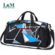 L&M運動(dòng)健身包男游泳包干濕分離收納袋沙灘包專(zhuān)業(yè)防水包大容量單肩手提斜跨時(shí)尚旅行包 幾何藍色