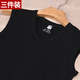 3件裝 男士背心純棉寬肩無(wú)袖打底汗衫青年白色V領(lǐng)坎肩坎袖運動(dòng)全棉t恤短袖內穿男 V領(lǐng)（黑色+黑色+白色） XL/175