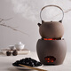 金團（jintuan）煮茶器炭爐白泥功夫茶爐提梁燒水壺玻璃煮茶壺茶具潮汕茶道 鼓型巖泥炭爐+巖泥煮水壺