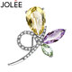 JOLEE胸針S925銀天然水晶彩色寶石胸花氣質(zhì)款別針?biāo)团科呦η槿斯?jié)禮物