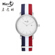 啟達時(shí)（Keys）經(jīng)典風(fēng)生日禮物手表男女超薄情侶對表尼龍帶防水男士手表女士腕表 銀殼3色帶女