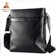 稻草人男包真皮單肩斜挎包皮包男士頭層牛皮豎款單肩包軟皮新款黑色小包 黑色24*5*21CM