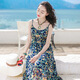 西子美麗心情夏季新款女裝吊帶裙子無(wú)袖雪紡連衣裙長(cháng)裙波西米亞海邊度假沙灘裙 圖片色XZ16A232 M