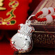 陳銀匠990銀福袋錢(qián)袋吊墜 男女兒童款銀飾品 親子款大人足銀項鏈禮品禮物 大福袋配紅繩