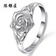 陳銀匠 990銀戒指女款 時(shí)尚玫瑰花開(kāi)口足銀指環(huán)日韓潮人個(gè)性簡(jiǎn)約活口銀戒子銀飾品送女友