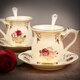 美瓷工坊歐式陶瓷咖啡杯套裝英式下午茶具杯碟勺送女友老師生日紀念日禮物 禮盒/2042款275ml：2杯碟勺