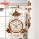 麗盛歐式雙面掛鐘創(chuàng  )意靜音掛表客廳時(shí)鐘石英鐘天使豎琴雙面掛鐘 B8141FS天使款（裂紋米黃金）