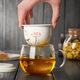 美斯尼 玻璃茶杯茶水分離水杯陶瓷過濾內(nèi)膽辦公室茶杯茶具高硼硅泡茶杯 綠荷（300毫升）