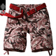 麻吉 MATCH 短褲男迷彩休閑薄款五分褲男士直筒多口袋工裝褲夏季純棉寬松潮牌中褲 S3596 紅花 XL