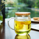 尚明 綠茶杯玻璃茶杯 男女士居家用水具 透明水杯子 辦公室商務(wù)杯 帶蓋過(guò)濾花茶杯三件式過(guò)濾杯透明耐熱 s025弧形手把500ml