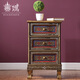 泰域 泰國實(shí)木三斗柜臥室儲物柜泰式雕花裝飾柜客廳東南亞風(fēng)格家具