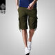 麻吉 MATCH 工裝短褲男夏季休閑五分褲純棉大褲衩寬松多口袋男大碼中褲潮牌 S3620 軍綠 L