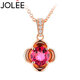 JOLEE項(xiàng)鏈女碧璽鑲18K玫瑰金吊墜彩寶時(shí)尚鎖骨鏈飾品送女生節(jié)日禮物