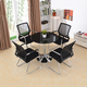 觀(guān)魅 辦公家具 會(huì )議桌 鋼化玻璃辦公室 洽談桌椅組合4S店會(huì )客桌售樓處接待桌白色圓桌咖啡餐桌 黑色一桌黑4椅