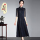 璽玥秋季中式中長(cháng)款旗袍桑蠶絲真絲連衣裙新款復古立體刺繡文藝改良 圖片色 3XL (體重135~145)
