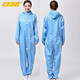 CESK連體服潔凈服靜電衣防塵服無塵衣噴漆服帽衣褲連體潔凈無塵室工作服可水洗可耐高溫 藍(lán)色 XXL