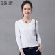 艾路絲婷長(cháng)袖T恤女新款秋裝韓版休閑修身純色打底衫體恤TX3688 白色 M