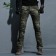 季言做舊綠迷彩褲男長(cháng)褲修身休閑工裝褲 秋季純棉休閑褲重水洗男褲 綠迷彩 34