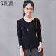 艾路絲婷長(cháng)袖T恤女新款秋裝韓版休閑修身純色打底衫體恤TX3688 黑色 L
