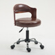 原感實(shí)木靠背小巧電腦椅家用辦公椅升降轉椅小型臥室化妝書(shū)房椅學(xué)習椅 棕色靠背（棕色油臘皮）