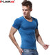 鷺珂鷥LOOKSEE夏修身薄冰絲打底衫圓領(lǐng)外穿男士短袖T恤Y6040 藍色Y6040-157 XL
