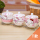 萬松堂 創(chuàng)意陶瓷調(diào)味罐韓式調(diào)味盒瓶調(diào)料罐盒瓶鹽罐三件套裝廚房用品 凱蒂貓T款