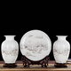 景鑫景德鎮陶瓷器中式花瓶擺件客廳插花玄關(guān)酒柜辦公室裝飾工藝品瓷盤(pán) 雪景三件套（配全套底座