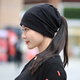 黛莎 帽子女士秋冬包頭帽情侶套頭帽時(shí)尚保暖堆堆帽頭巾帽月子帽 黑色