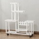 華觀(guān)家居（Home Giving Furniture）多層實(shí)木花架陽(yáng)臺置物架室內花架子客廳落地式多肉綠蘿花盆植物架 D款白色帶輪