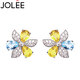 JOLEE耳釘托帕石S925銀耳環(huán)時(shí)尚簡(jiǎn)約花朵輕奢耳墜飾品送女生節(jié)日禮物