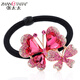 張太太漂亮發(fā)飾水鉆蝴蝶結發(fā)圈頭繩扎頭發(fā)皮筋日韓頭花頭飾品A0228 玫紅色