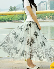 艾斯维雅 2014新款 <em>女装</em>大摆裙长<em>裙子</em>半身裙 雪