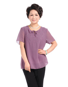 葆美 中老年人上衣<em>服装女式夏季</em>短袖加肥加大