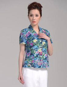 赛斯特<em>女装 专柜正品</em> <em>优雅</em>花色短袖上衣外套 S